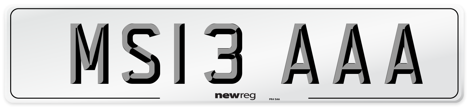 MS13 AAA Number Plate from New Reg